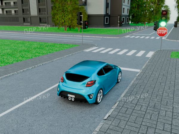 Рух автомобіля на зелений сигнал світлофора відповідно до ПДР України